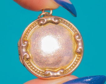 Edwardian Antique 9ct Rosy Gold Round Embossed Locket