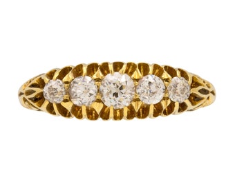 Antiker 18 Karat Gold Diamant Fünf-Stein-Ring, 0,50ct