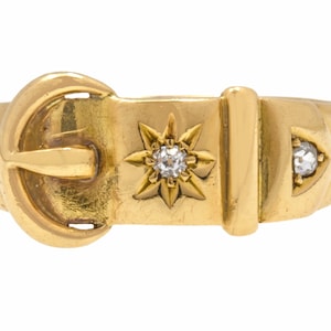 Edwardian 18ct Gold Diamond Buckle Ring