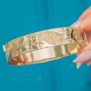 9ct Rolled Gold Floral Engraved Bangle