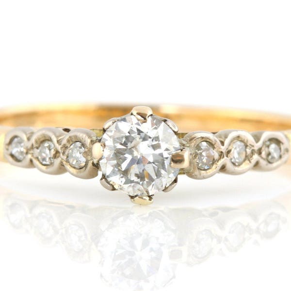 18ct Gold Art Deco Diamond Solitaire Engagement Ring, 0.40ct - c.1930