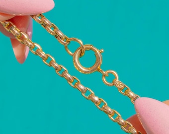 18" 9ct Gold Antique Belcher Chain, Bolt-Ring Clasp