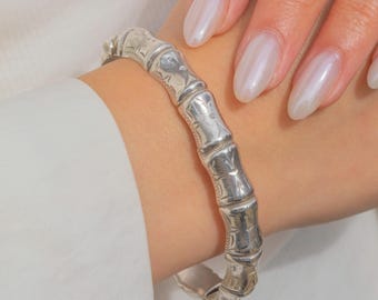 VINTAGE ヴィンテージ シルバー バンブーデザイン バングル ブレスレット British Vintage Bamboo Bangle Bracelet イギリス ヴィンテージ