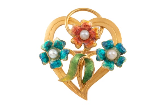 Art Nouveau 15ct Gold Heart Brooch