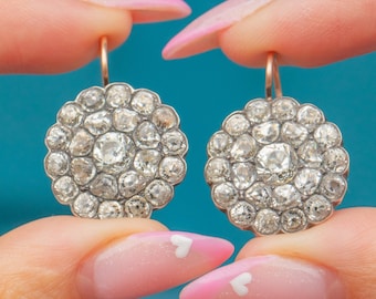 Georgian Paste Cluster Earrings with 9ct Gold Hooks