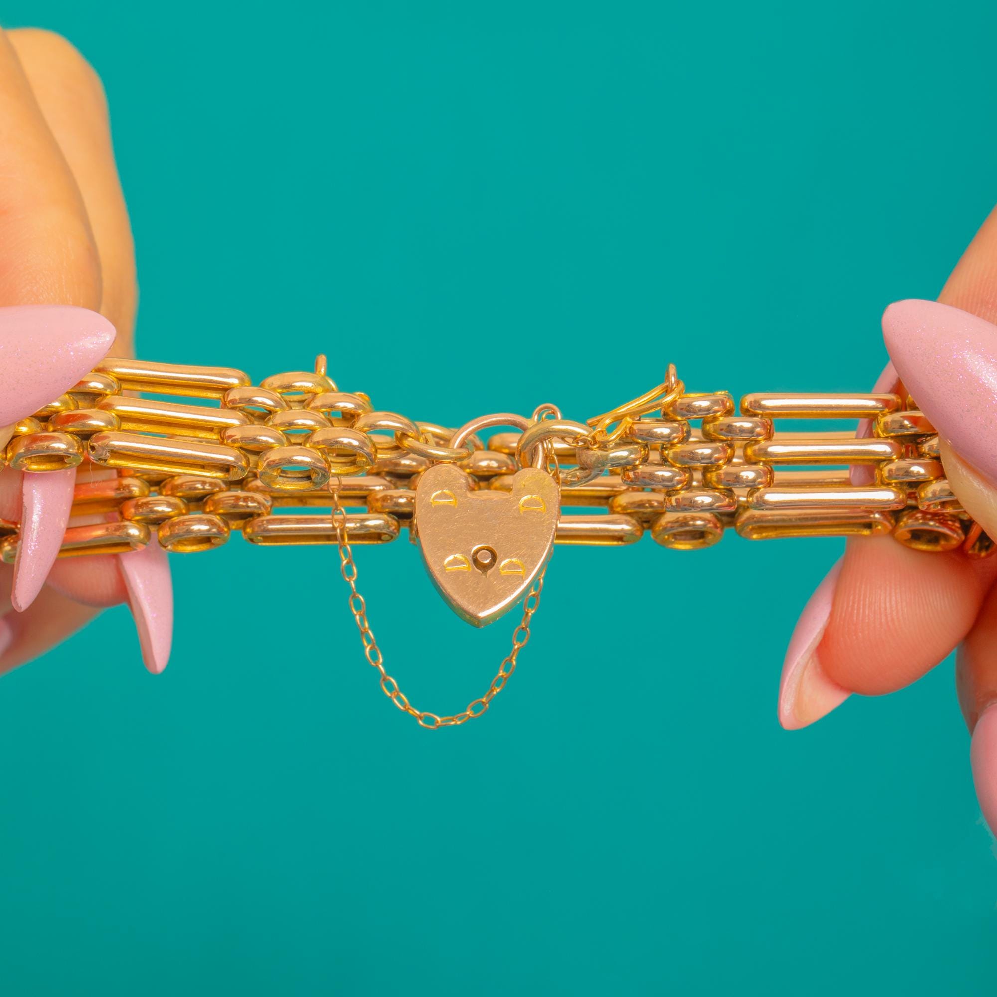 Antique 9ct Gold Heart Padlock Gate Bracelet - Etsy