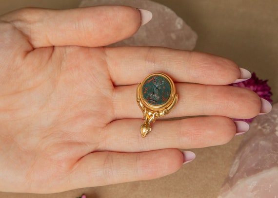Antique 18ct Gold Bloodstone & Chalcedony Spinner… - image 7