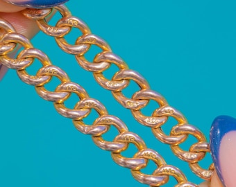 Antique Chunky 15ct Gold Curb Link Bracelet, Heart Padlock Clasp