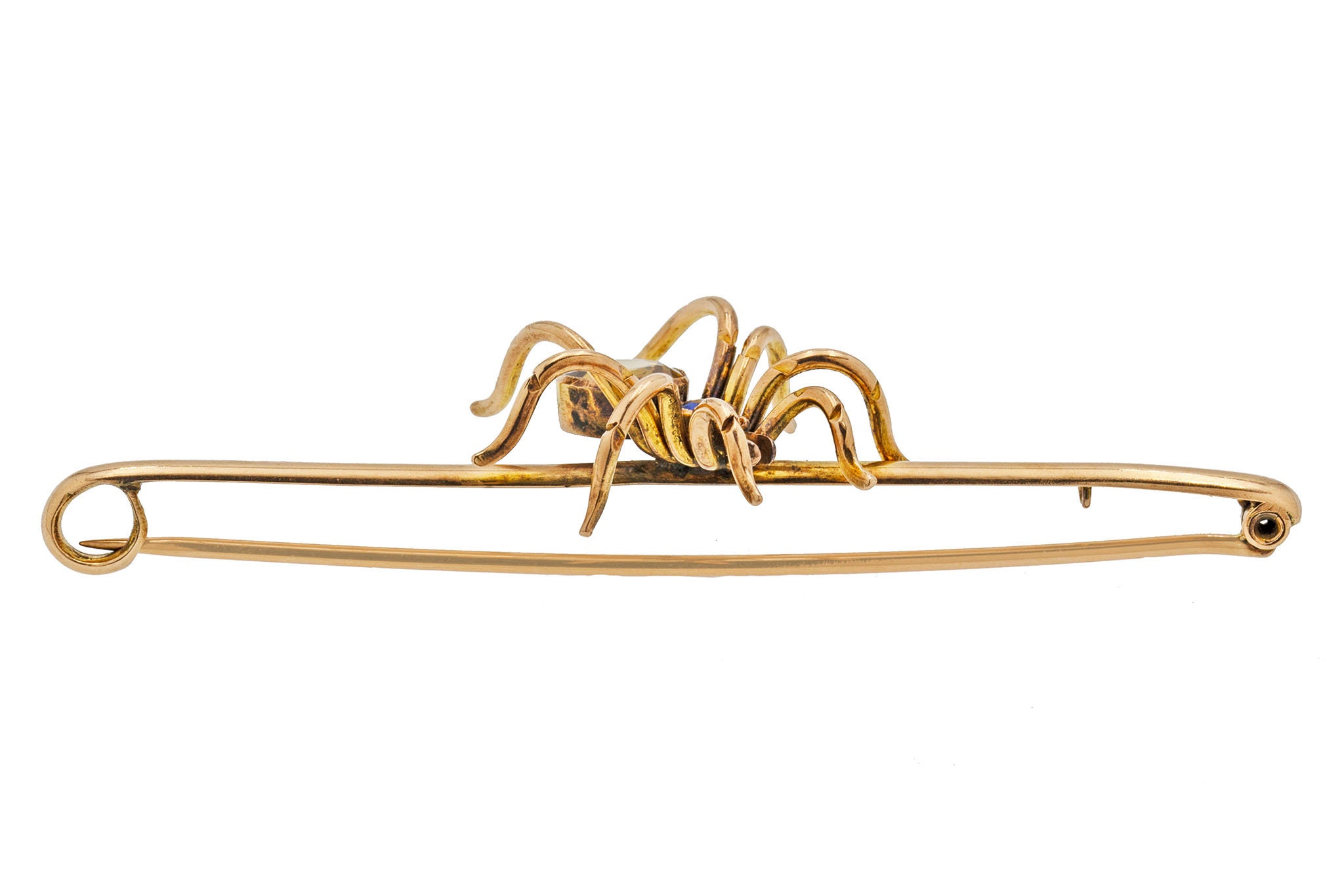 Lillicoco Antique 9ct Gold Sapphire Spider Brooch