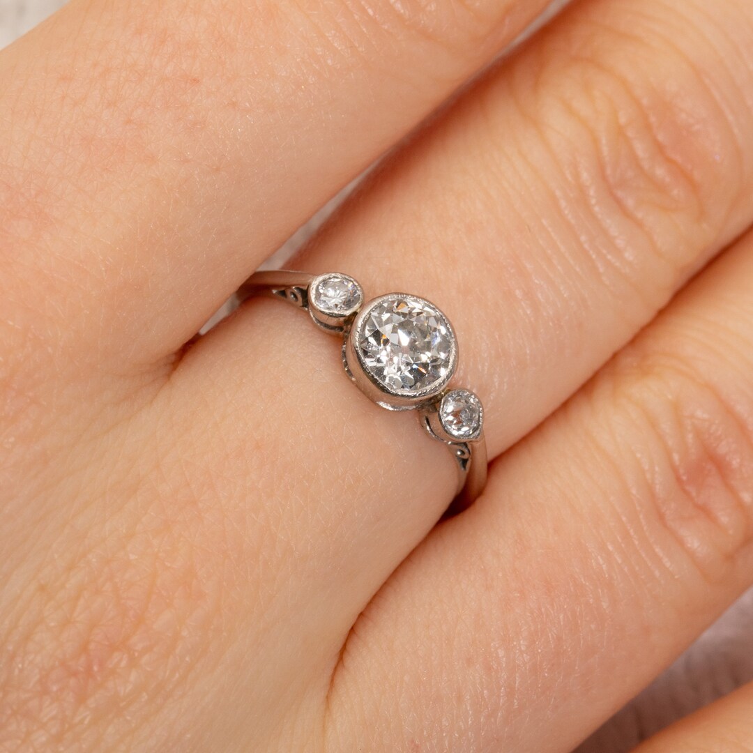 Edwardian 18ct Gold Diamond Bezelset Trilogy Ring, 0.70ct Etsy