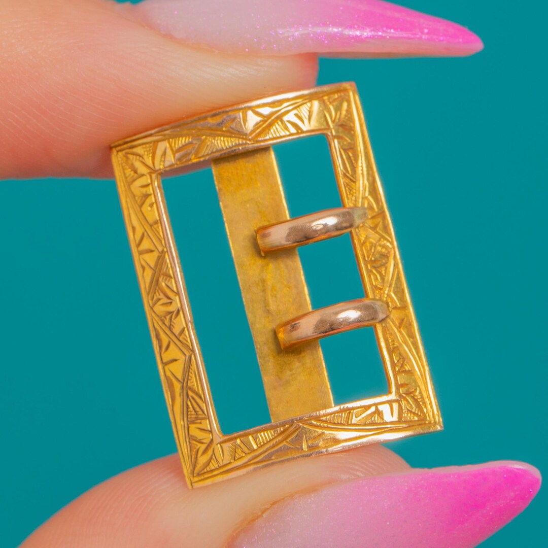 Gold Buckle Raptors Victorian 9ct Gold Engraved Buckle Slider Pendant - Etsy
