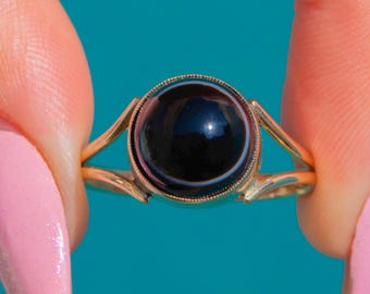 Antique 9ct Gold Bull's Eye Banded Agate Ring