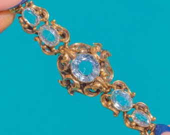 Early Victorian 15ct Gold Aquamarine Bracelet, c.1850 - 8.50ct