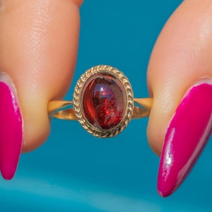 Vintage 9ct Gold Garnet Cabochon Ring 3.80ct