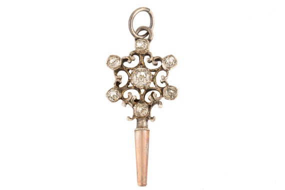 19th Century Silver Paste Key Pendant