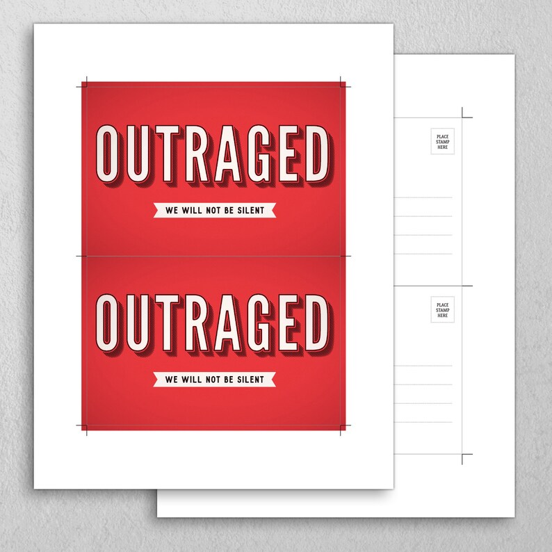 Outraged Not Silent Anti Trump PRINTABLE Protest Postcard | Etsy