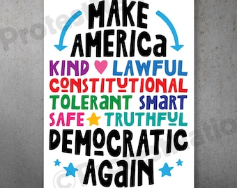 Make America Democratic Again PRINTABLE Protest Poster