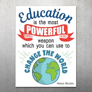 Education is Powerful PRINTABLE Protest Poster | Change the World Mandela Quote