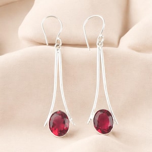 Pink Rubellite Women&#39;s Earrings, 925 Sterling Silver, Drop & Dangle Earrings, Gemstone Earrings, October Birthstone, Earrings Gift For Women