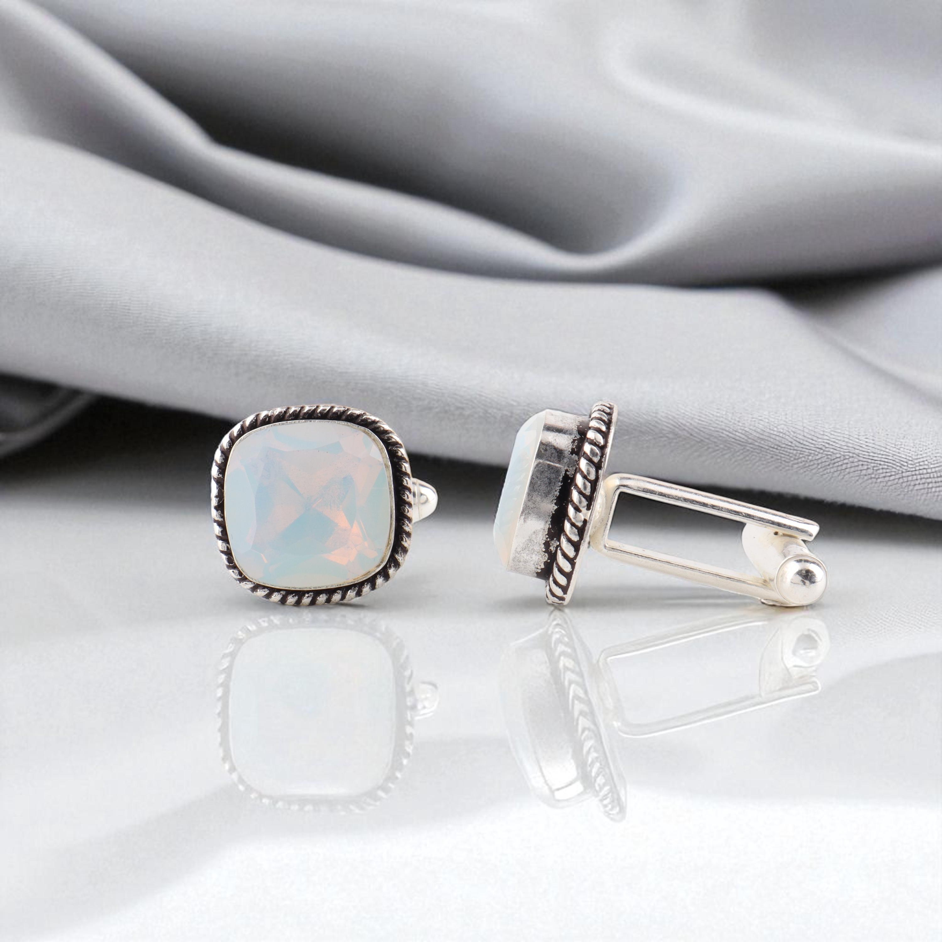 Boutons de manchette Art déco en améthyste, argent sterling