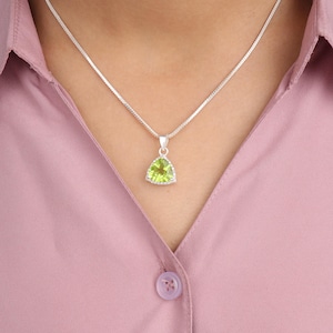 Genuine Peridot Pendant, 925 Solid Silver Pendant, Zircon Peridot Necklace, Minimalist Pendant, Birthstone Jewelry, Necklace For Christmas