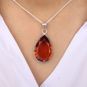 Madeira Citrin Ädelstenshalsband i Silver, 925 Sterling Silver Handgjorda Vintage Ädelstenssmycken, Festhalsband, November Födelsesten