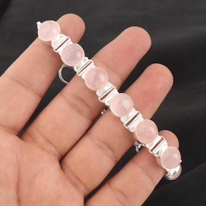 Pink Cat&#39;s Eye Gemstone Silver Bracelet, 925 Sterling Silver Cat&#39;s Eye Bracelet, Pretty Handmade Bracelet For Women, Bracelet Gift For Her