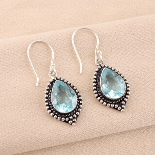 TreasureBay Orecchini Pendenti Con Gemme Naturali E Argento 925 - Gioielli Donna Artigianali, Regalo Di Compleanno Per Lei, Design Semplice Ed Elegante