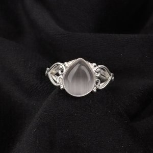 White Selenite Ring 925 Sterling Silver Ring Selenite Genuine Gemstone Bohemian Ring Handmade Silver Jewelry Ring Gift For Her