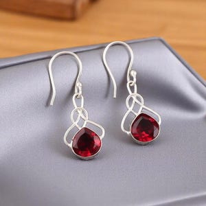 Natural Pink Rubellite Gemstone Earring, 925 Sterling Silver, Rubellite Silver Earring 1.50&quot;, Drop & Dangle Earring For Women, Gift For Love