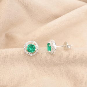 Groene smaragd CZ oorknopjes, 925 sterlingzilver, smaragd edelsteen steker, push-back-stud, geboortesteen mei, cadeau voor jubileum