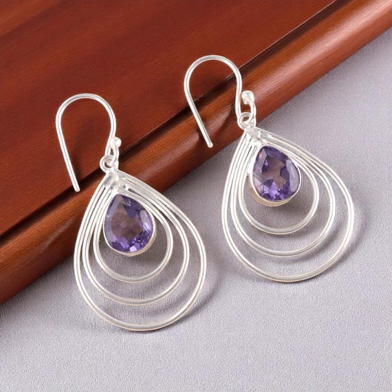 Boucles D'oreilles Argent 925 Et Iolite - Avec Perle De Culture, Modèle ROSEMIMOSA 1727, Neuf Avec étiquette