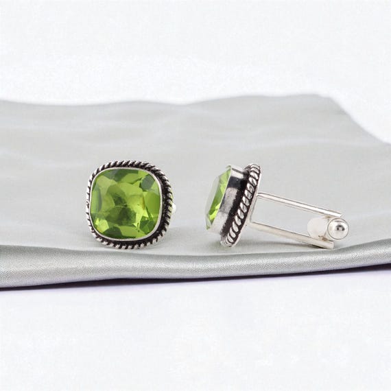 Boutons de manchette bijoux en pierre précieuse jaune citrine argent sterling