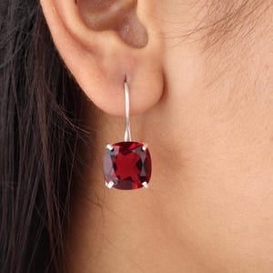 Rubellite Gemstone Silver Earrings, 925 Sterling Silver Droplet Dangle Earrings, Unique Partywear Earrings, October Birthstone, Gift For Her