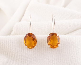 Madeira Citrine Sterling Silver Dangle Earrings: Handcrafted Gemstone Jewelry