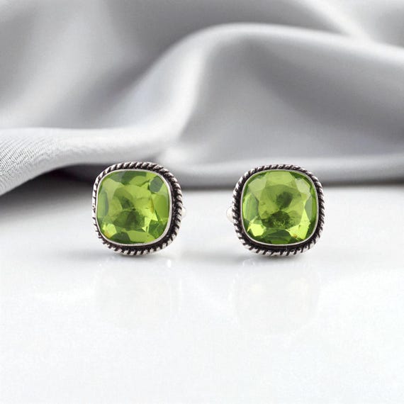 Boutons De Manchette Homme Argent Sterling 925 Avec Péridot Et Perle D'eau Douce - Fait Main, Style Art Déco