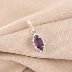 Natural Amethyst Pendant, Handmade Silver Pendant, 925 Sterling Silver Pendant, Marquise Cut Amethyst Pendant, Dailywear Pendant For Women
