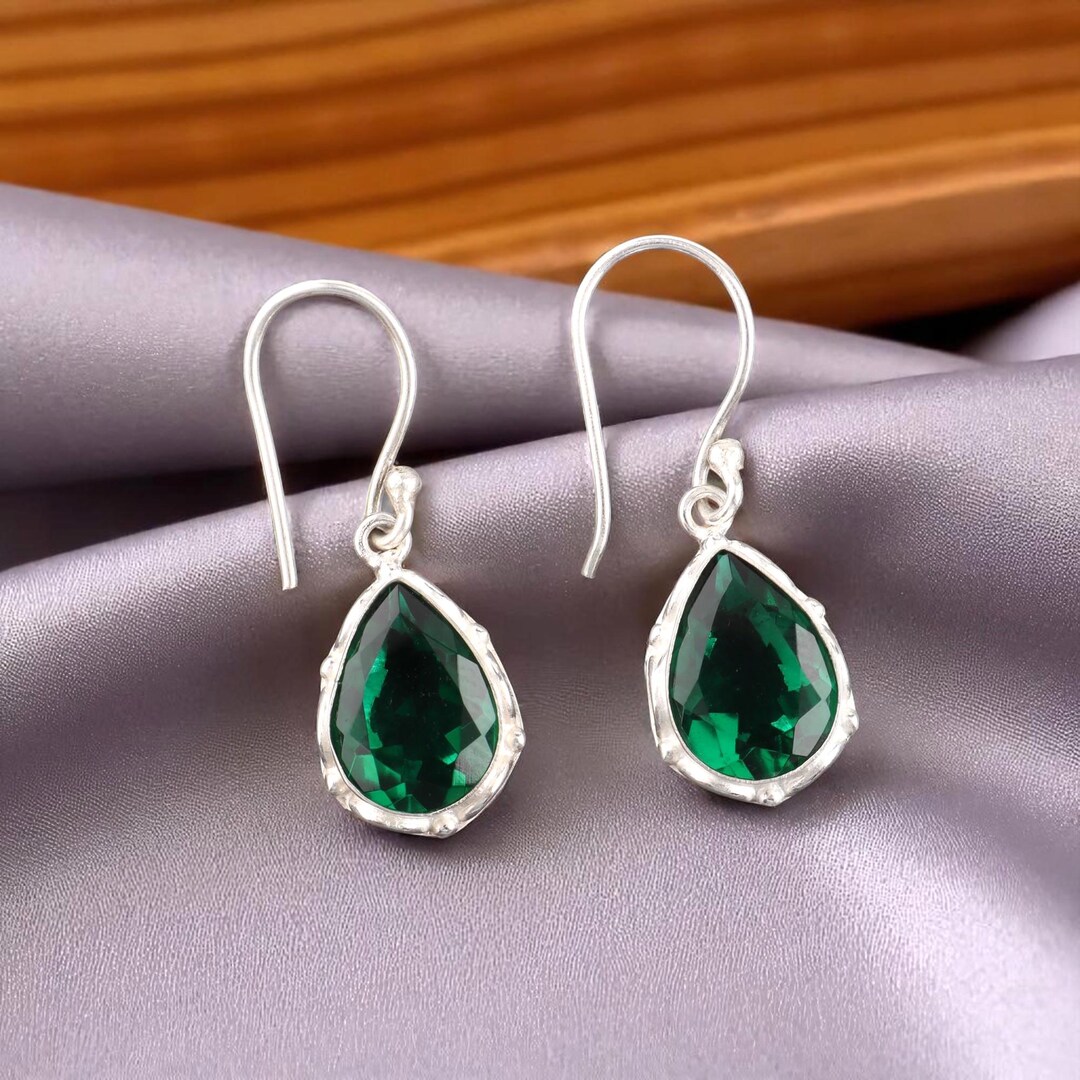 Orecchini Pendenti Etnici In Onice Verde Naturale 925 – Fatti A Mano India