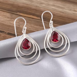 Natural Pink Rubellite Gemstone Earrings, 925 Solid Silver Earring For Women, Drop & Dangle Earrings, October Birthstone, Anniversary Gift