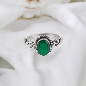 Green Onyx Ring 925 Sterling Silver Ring Green Onyx Genuine Gemstone Bohemian Ring Handmade Silver Jewelry Ring Gift For Her Promise Ring