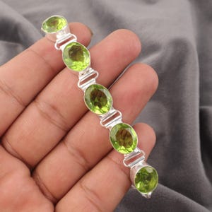 Peridot Gemstone Silver Bracelet, 925 Sterling Silver Handmade Bezel Set Bracelet, Elegant Women Bracelet, August Birthstone, Gift For Her