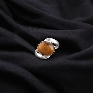 Tiger Eye Ring, Gemstone Ring, 925 Sterling Silver Ring, Handmade Ring, Yellow Tiger Eye Ring, Everyday Ring, Jewelry for Wife, Gift For Her