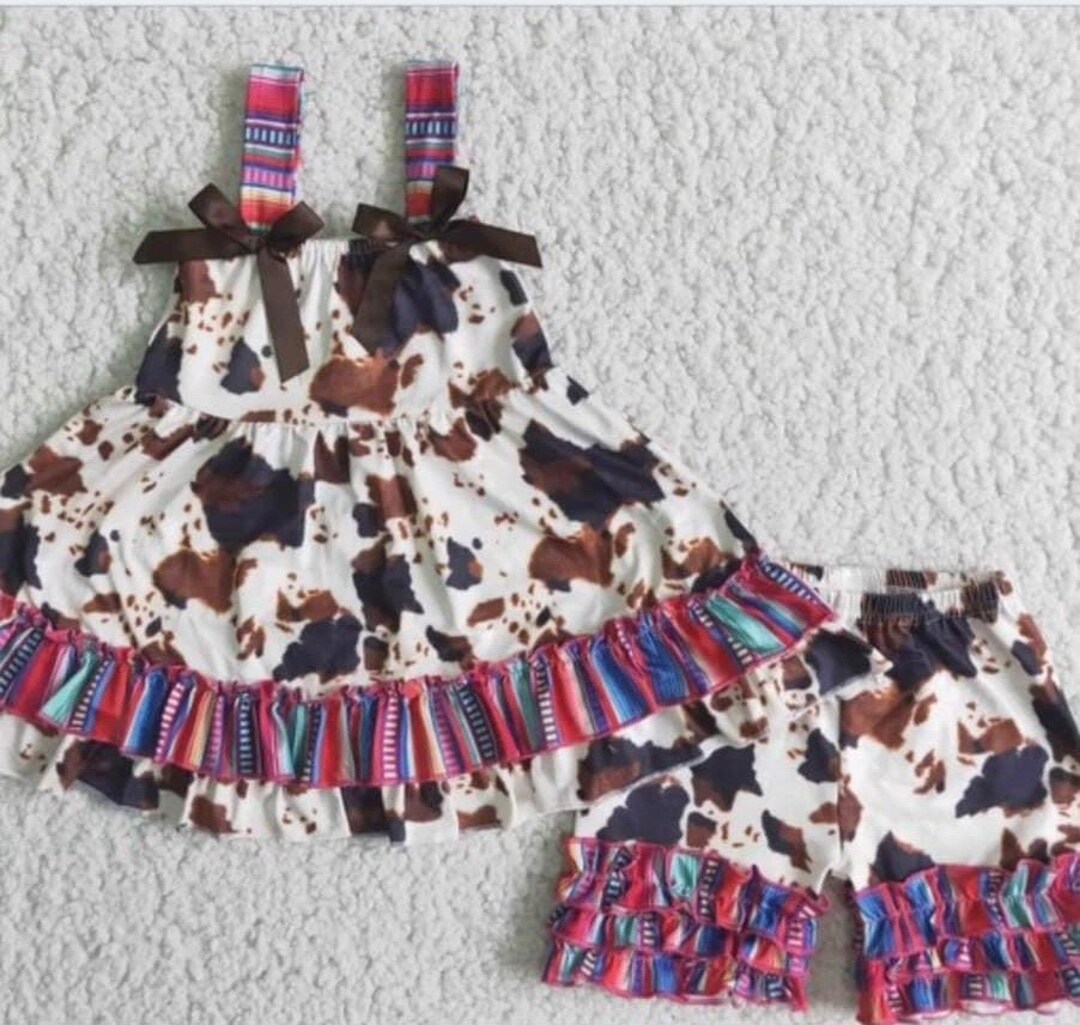 Dress Forum Cowprint Ruffle Crop Top