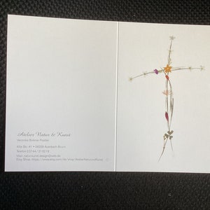 Set de 4 FLOWER CROSS CARDS PRINT à partir de l’original de REAL flowers & leaves