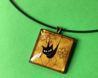 Cabochon Jewelry Necklace Square Pendant CAT