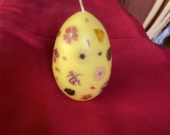 Egg candle with real FLOWERS 12 x 8 cm Scatter Motif