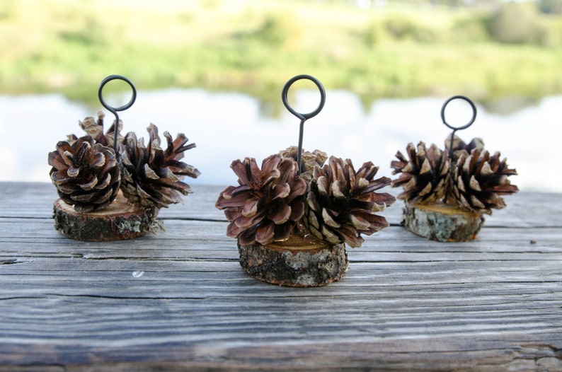 10 Pcs Pine Cone Place Card Holders Rustic Woodland Wedding Etsy