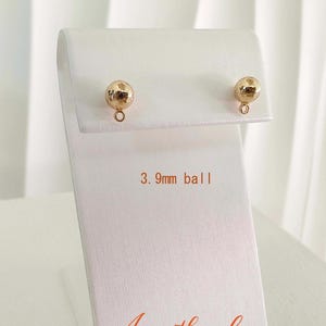 14K Gold Plated Brass Ball Earring Posts, 925 Sterling Silver Hypoallergenic Studs (5mm) 10pcs