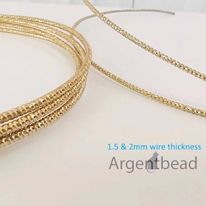 20cm Solid Brass Wire, Art Textured Round Raw Brass Wire 1.5 & 2mm thickness Jewelry making supplies Argentbead 45AGC202
