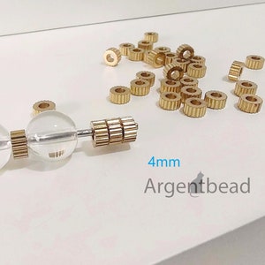 100p of Brass Patterned Gear Beads, 4mm Metal Spacer Beads Ethnic Metal Beads Brass Disk Beads, Brass Rondelle Beads Argentbead 45AGBD45_4mm